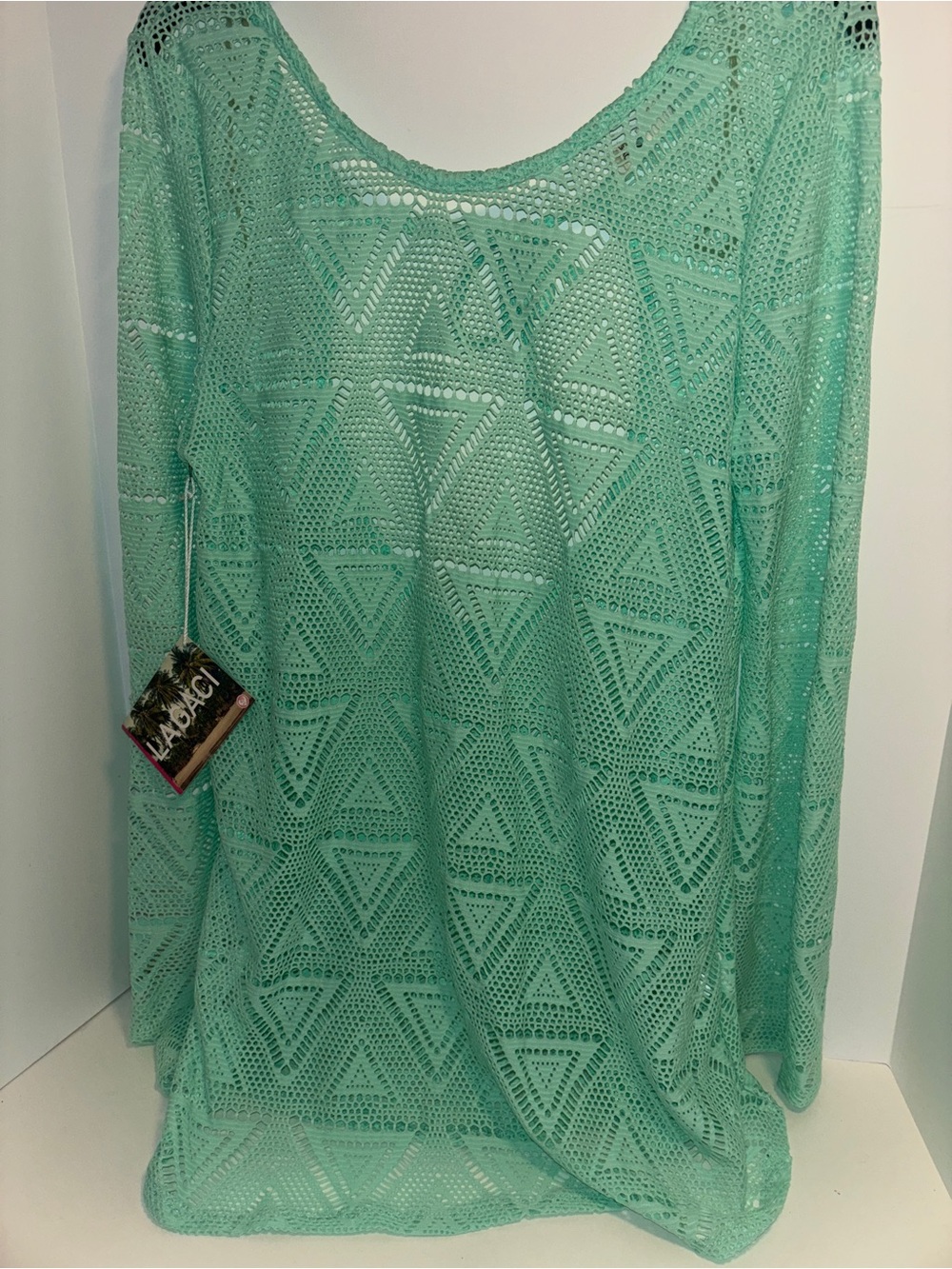 La Gaci Mint Green Crochet Long-Sleeve Top - NWT